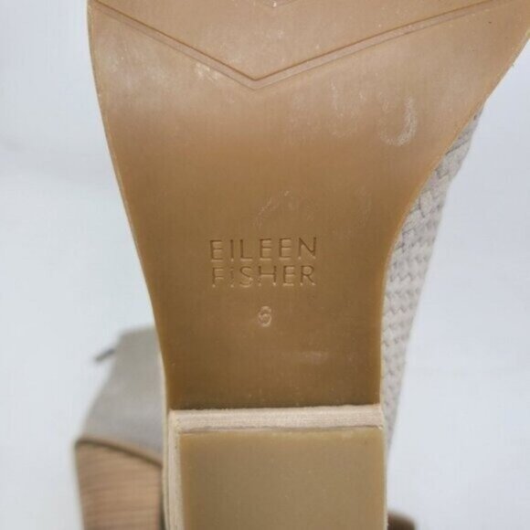 Eileen Fisher | Slew Lace Up Peep Toe Leather Ankle Bootie Taupe - Picture 8 of 10